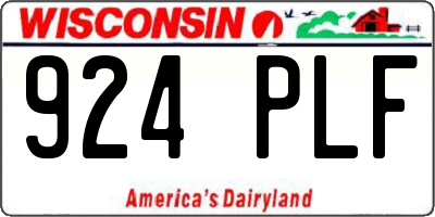 WI license plate 924PLF