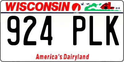 WI license plate 924PLK