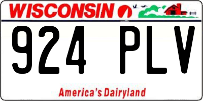 WI license plate 924PLV
