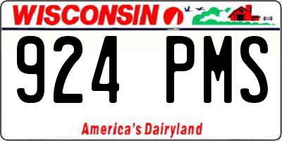 WI license plate 924PMS