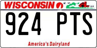 WI license plate 924PTS