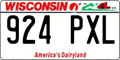 WI license plate 924PXL