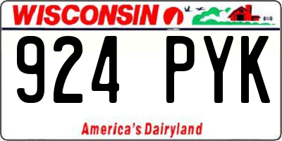 WI license plate 924PYK