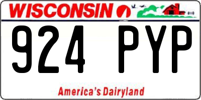 WI license plate 924PYP