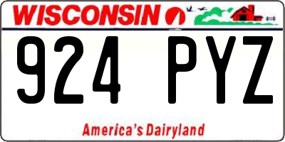 WI license plate 924PYZ