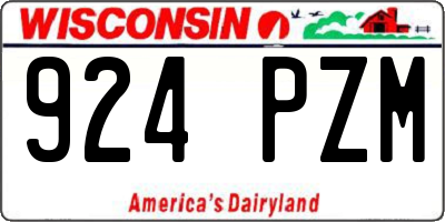 WI license plate 924PZM