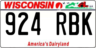WI license plate 924RBK