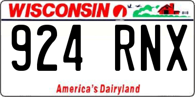 WI license plate 924RNX