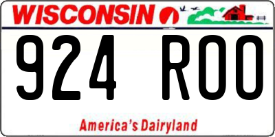 WI license plate 924ROO