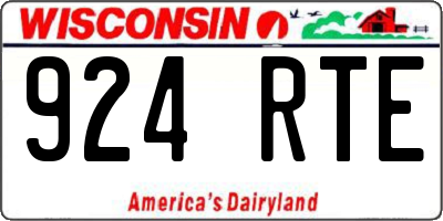 WI license plate 924RTE