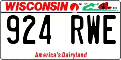 WI license plate 924RWE