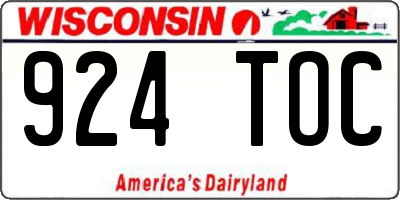 WI license plate 924TOC