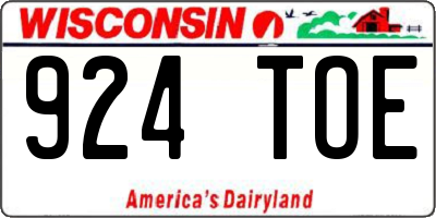 WI license plate 924TOE
