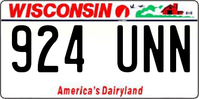 WI license plate 924UNN