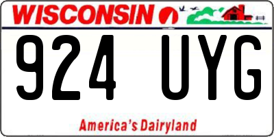 WI license plate 924UYG