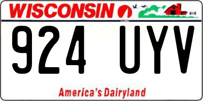 WI license plate 924UYV