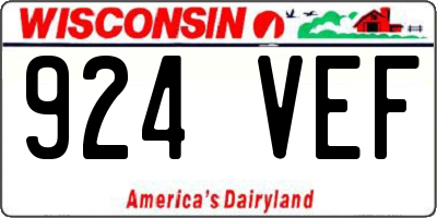 WI license plate 924VEF