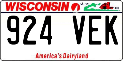 WI license plate 924VEK