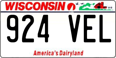 WI license plate 924VEL