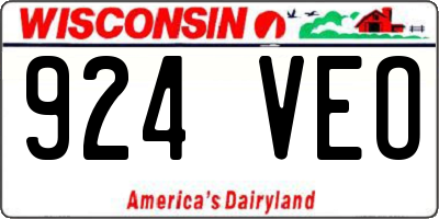 WI license plate 924VEO