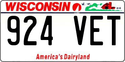 WI license plate 924VET