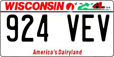 WI license plate 924VEV