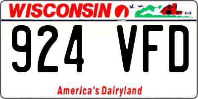 WI license plate 924VFD