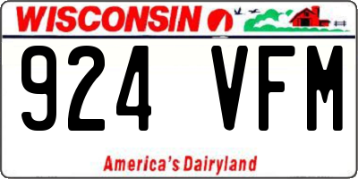 WI license plate 924VFM