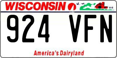 WI license plate 924VFN