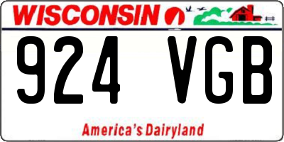 WI license plate 924VGB