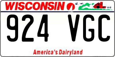 WI license plate 924VGC