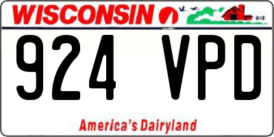 WI license plate 924VPD