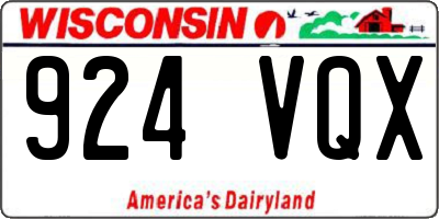 WI license plate 924VQX