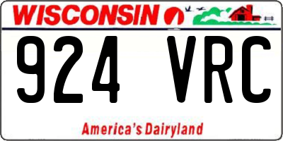 WI license plate 924VRC