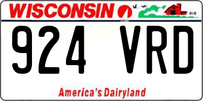 WI license plate 924VRD
