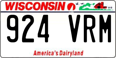 WI license plate 924VRM
