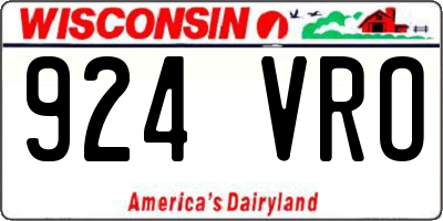 WI license plate 924VRO