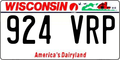 WI license plate 924VRP