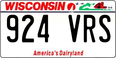 WI license plate 924VRS