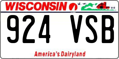 WI license plate 924VSB