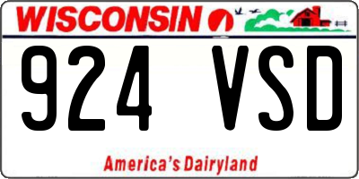 WI license plate 924VSD