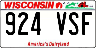 WI license plate 924VSF