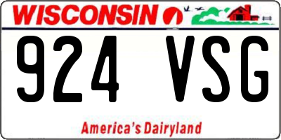 WI license plate 924VSG