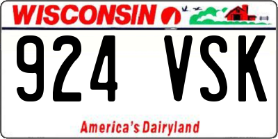 WI license plate 924VSK