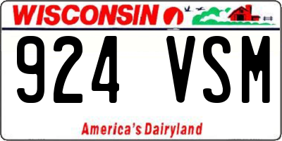WI license plate 924VSM