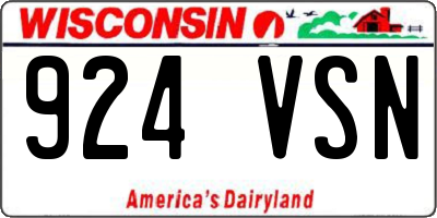 WI license plate 924VSN