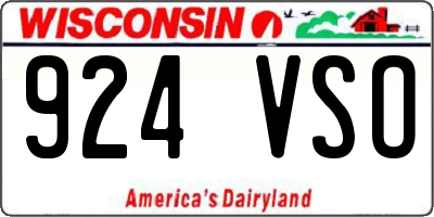 WI license plate 924VSO