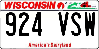 WI license plate 924VSW