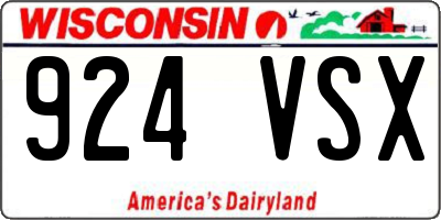 WI license plate 924VSX