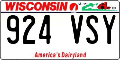 WI license plate 924VSY